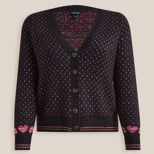 NWT Torrid Plus Size 4 Black Cardigan Drop Shoulder V-Neck Sweater Hearts